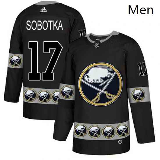 Mens Adidas Buffalo Sabres 17 Vladimir Sobotka Authentic Black Team Logo Fashion NHL Jerse